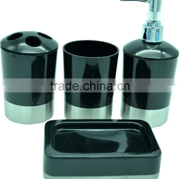 Stainless Steel Bath With Black Rubber Coated Bath Room Accessories