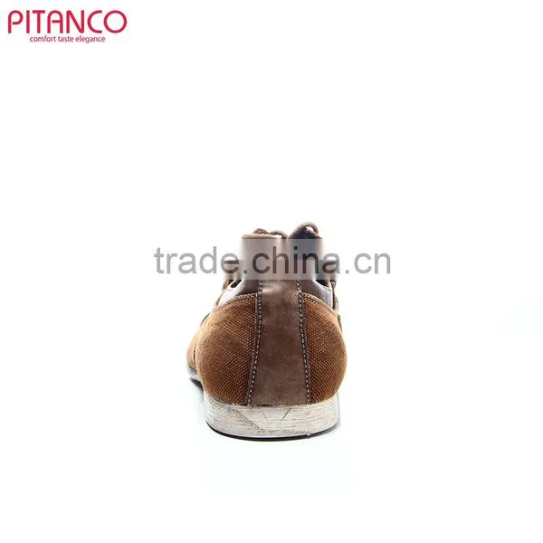 Leather and Canvas Lace-up Mens Casual Shoes photo-3