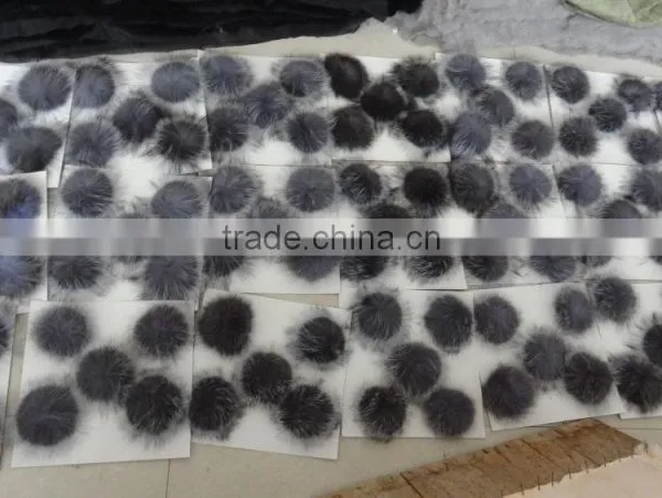 The Most Popular Silver Fox Fur Ball Key Chain / Fox Fur PomPoms photo-4