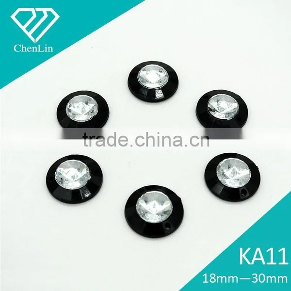 KA11 Two Levels Round 18mm Flat Back Sew on Acrylic Rhinestones for Fashion Decoration, Craft Making, Garment Bags Accessories