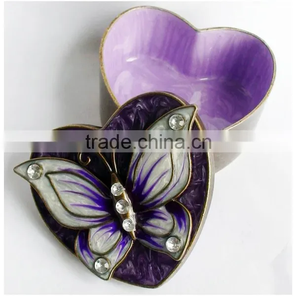 2015 Fashion Style Heart Shape Butterfly Jewelry Box