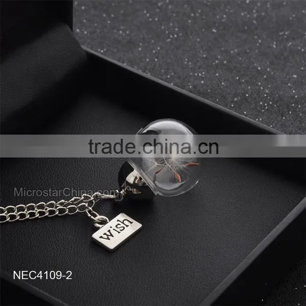 Wish Hot Sale Glass Ball Pendant Necklace Dandelion Necklace photo-3
