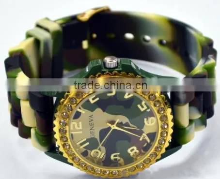 Geneva Silicone Watch,geneva Quartz Silicone Crystal Watch