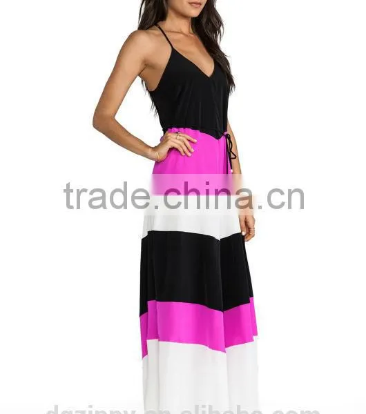 2015 Gowns Women Colour Block Gown Fashion Gown Design for Women Wear Long Gowns photo-3