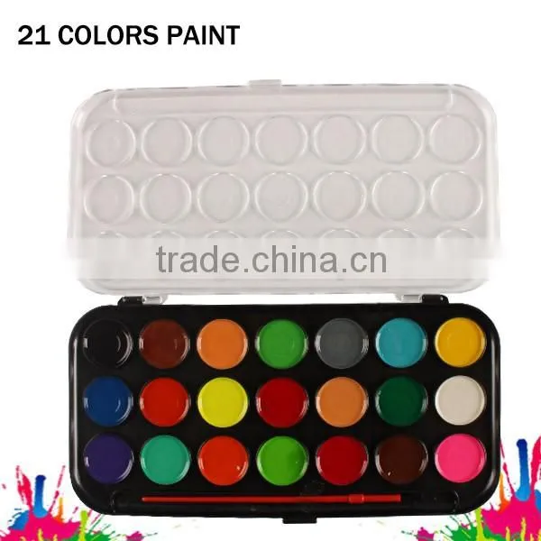 Large 21 Color Round Water Color Paint With Art Brush photo-2