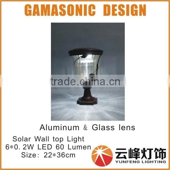 GAMASONIC Solar Gate Post Light Solar Wall Top Light