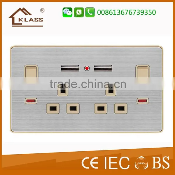 UK Type Wall Double Socket With Double USB Port Switches and Socket uk photo-6