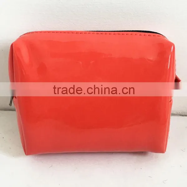 Red Shiny PU Zipper Coin Pouch Cosmetic Small Size Storage Bag For Make Up Utensils photo-2