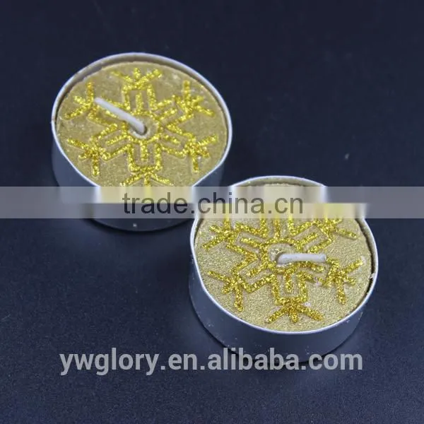 Gloden Glitter Snow Flake Tea Light, Snow Flake Tea Light, Gloden Glitter Tea Light