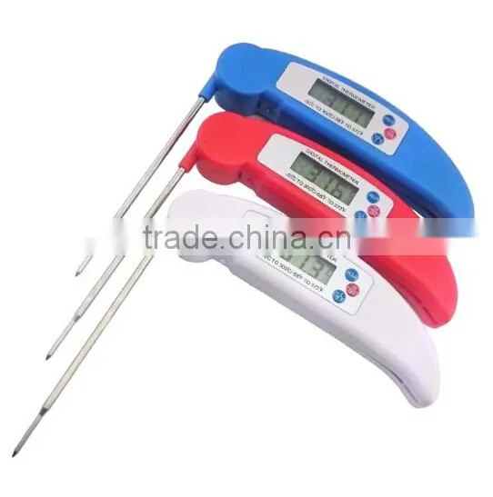 LCD Digital Probe Thermometer / BBQ Barbecue Meat Baking Thermometer / Folding Probe Thermometer