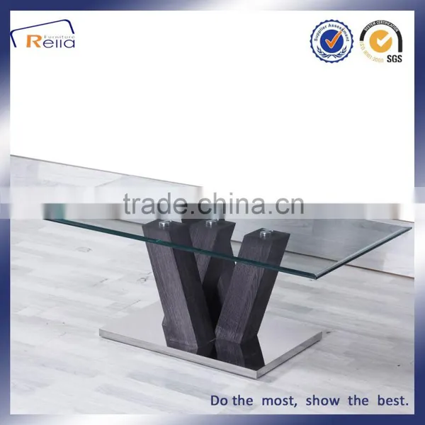 Rectangle Glass Top Wood Frame Centre Table photo-2
