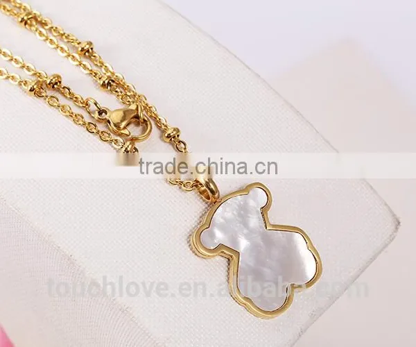 18k Gold Plated Latest Bear Design Custom Stainless Steel Necklace , Fashion Pendant Necklace ,Joyas En Acero Inoxidable photo-2