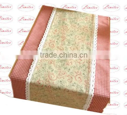 Polyester Cotton Blended Jacquard Checked Pattern Plain Table Runner Wedding Banquet Table Runner photo-3