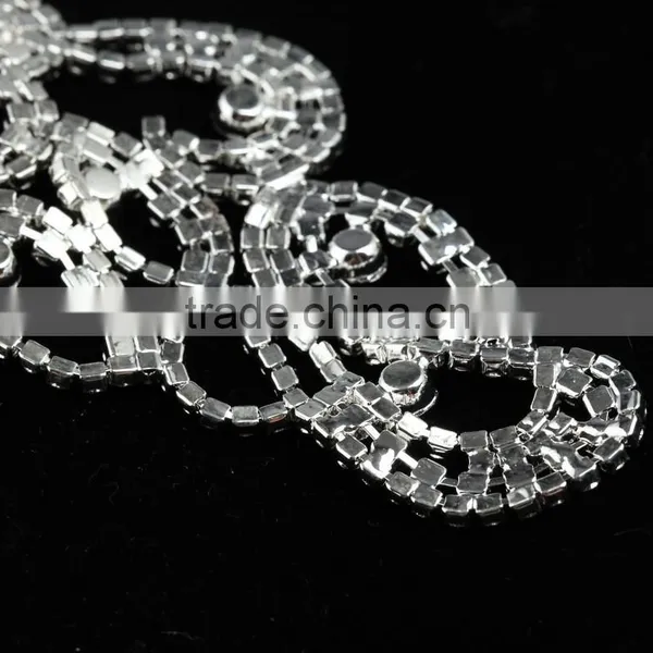 Wholesale Charming Crystal Silver Lady Rhinestone Lace Motif Sewed on Wedding Dress photo-6
