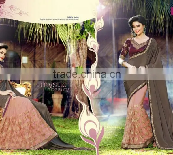 Black Color Saree Embroidery Work Done With Beautiful Red Color Pipeping Beauty Designer Sarees photo-2
