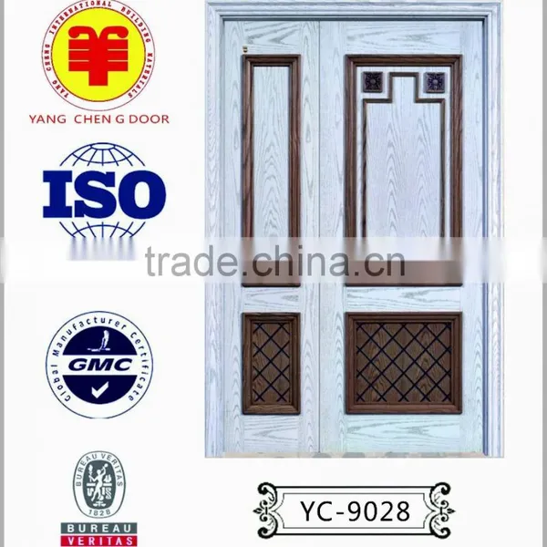 Luxury Design Mon Son Wooden Doors With Red Oak Wood Unequal Leaf Door