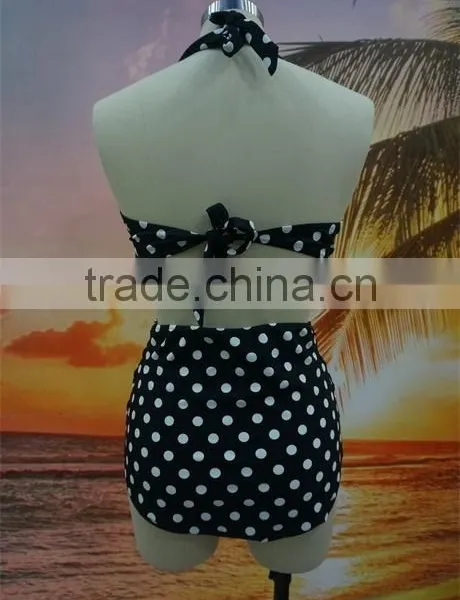 2016 Dot Print Halter High Waist Bikini For Mature Women photo-4
