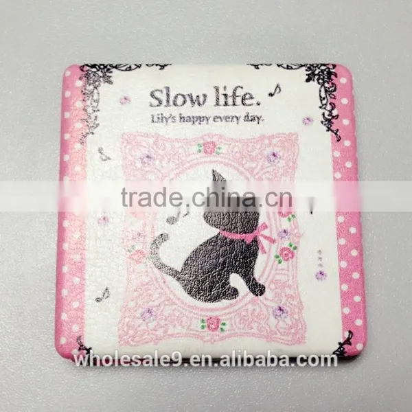 60mm Square Pu Leather Folding Cosmetic Mirror photo-3