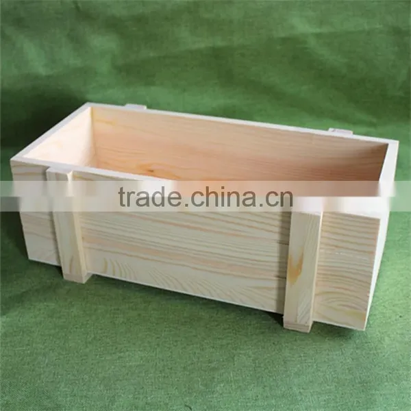 unfinished rectangle pine wooden basket for fireplace or wastepaper