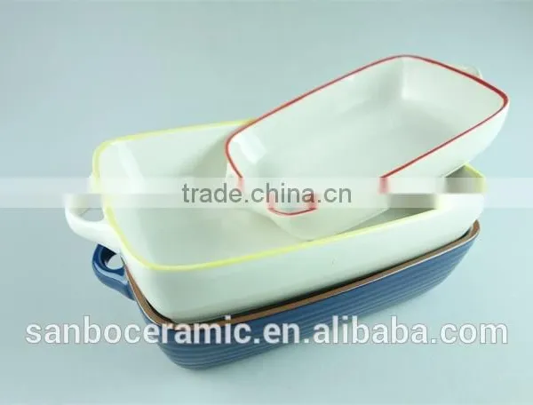 Colorful Cute Ceramic Bakingdish Rectangular Baking Dishes Stoneware Bakeware With Handles photo-4