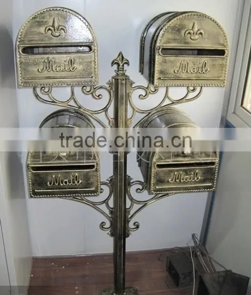 Euro Style Cast Iron or Aluminum Post Mailbox, Cast Iron Wall Mailbox photo-2