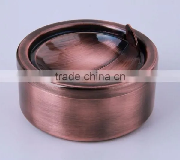 Copper Color Cigarette Ashtray Souvenir Antique Brass Ashtray photo-3