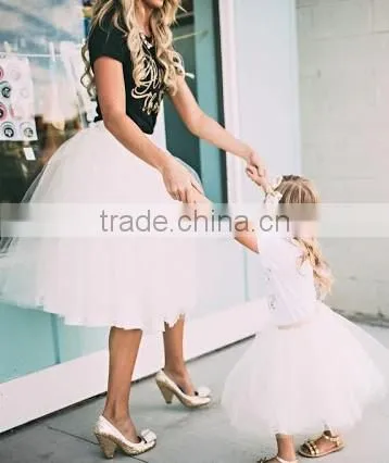 Custom Matching Clothes Mother and Daughter 100% Nylon Tulle Cream Skirts MOMMY AND ME SET photo-4