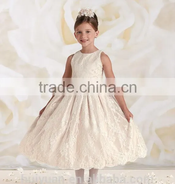 Beautiful Lace Round Neck Baby Gown Burgundy Flower Girl Dresses photo-2