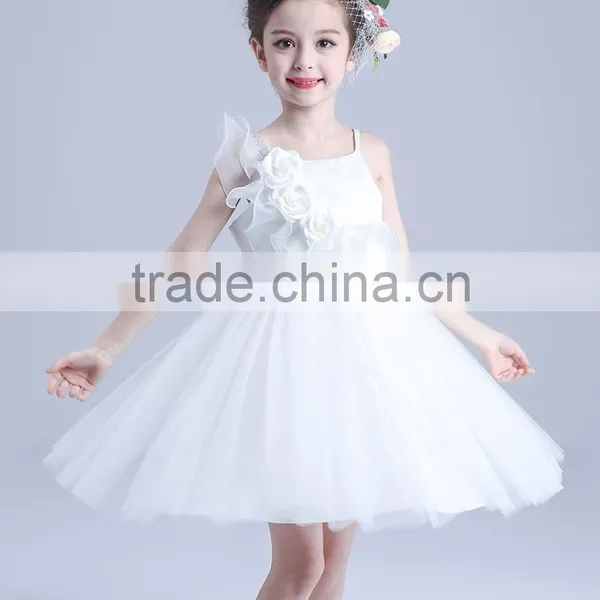 2017 White Rose Tulle Dress Women Kids Sequin Two Spaghetti Strap Dresses photo-3