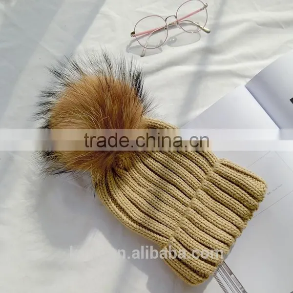 15 Colors Big Real Fur Poms Fashion Classic Tight Knitted Fur Ball Pom Poms Knitted Hat Women Cap Winter Beanie Fox Fur Balls photo-4