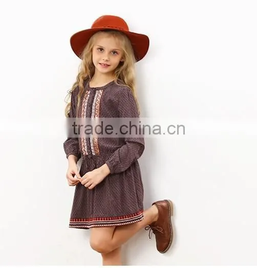 Fall Boutique Girl Clothing Vintage Long Sleeve 100% Cotton Casual Girl Child Dress Custom High Quality photo-4