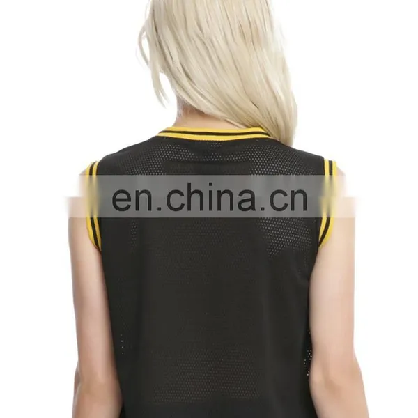 Healy 2017 Fashion Lady Clothing Lastest Summer Short Embroidery Logo Black Breathable Mesh Gym Crop Top photo-3