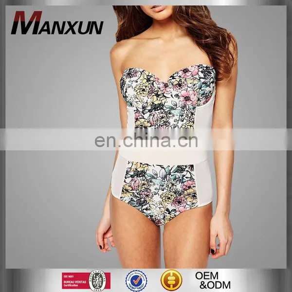 2016 New Summer Ladie's Wear Print Swimsuits Floral Swimwear Late Model Beachwear One Piece Swimwear For Women