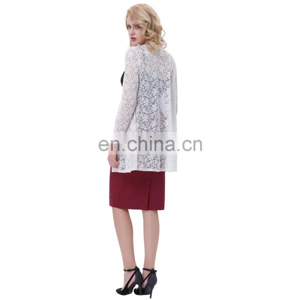 Kate Kasin Long Sleeve Open Front See-Through White Lace Coat Tops Bolero KK000421-2 photo-2