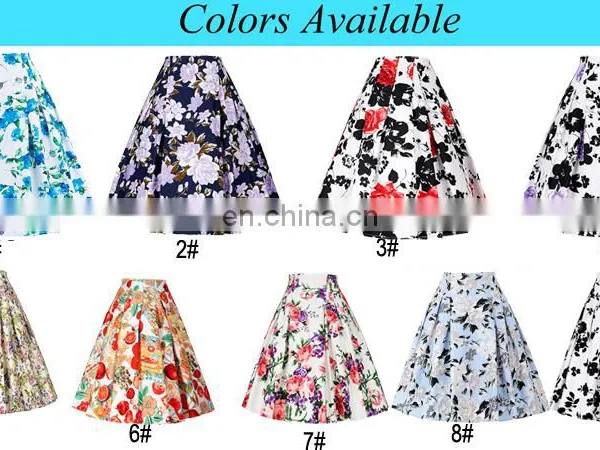 Grace Karin Occident Women Vintage Retro Floral Pattern Cotton Skirt 9 Patterns CL008925-2 photo-5