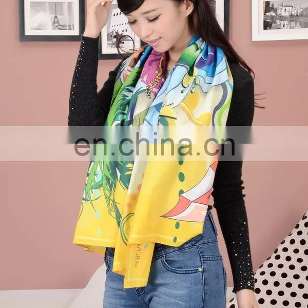2015 Hot Sale New Trend Digital Print Custom Design Silk Scarf