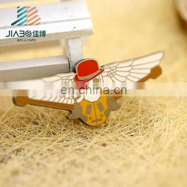 Jiabo Custom Pin Badge Skull Wings Metal Lapel Pin Badge photo-3
