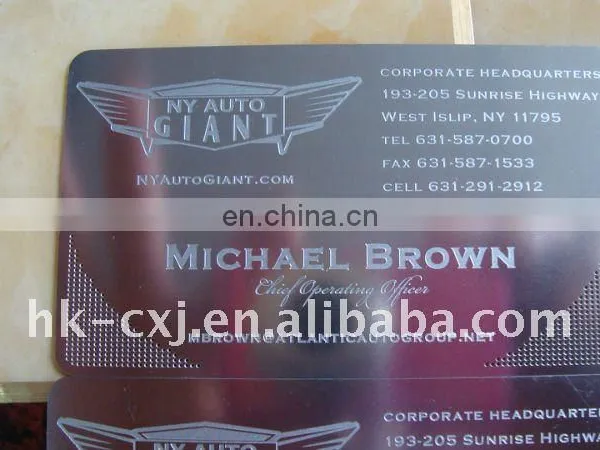 High Quality Stainless Steel Mirror Metal Card Printing