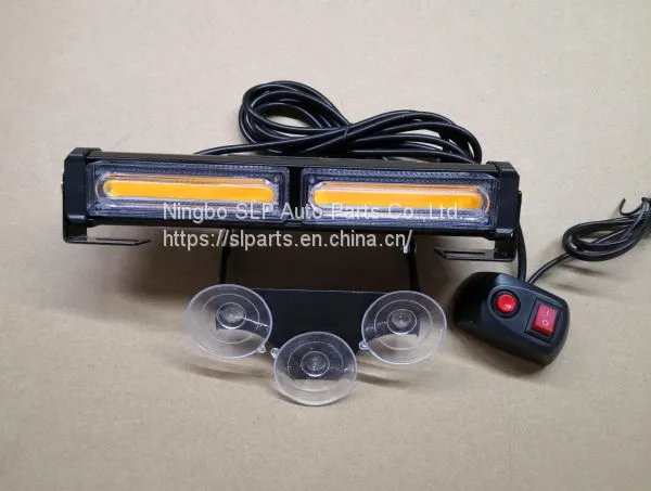 2-COB White Amber Yellow Light Emergency Suction Dash Windshield Warning Strobe Flashing LED Construction