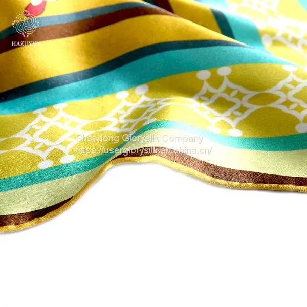Customized Own Art Design Pure Silk Print Headwear 100% Viscose Polyester Silk Feel Scarf for Square