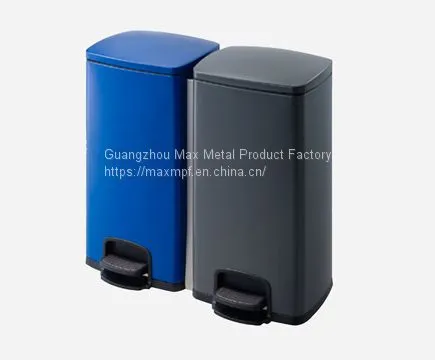 MAX-F108-A Stainless Steel Powder Coated Blue/gray Double Stainless Steel Pedal Bin for Office