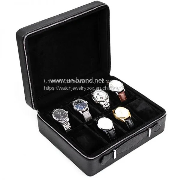 2 Bits 8 Bits 12 Bits PU Leather Watch Zipper Bag Portable Jewelry Storage Box Gift Box photo-4