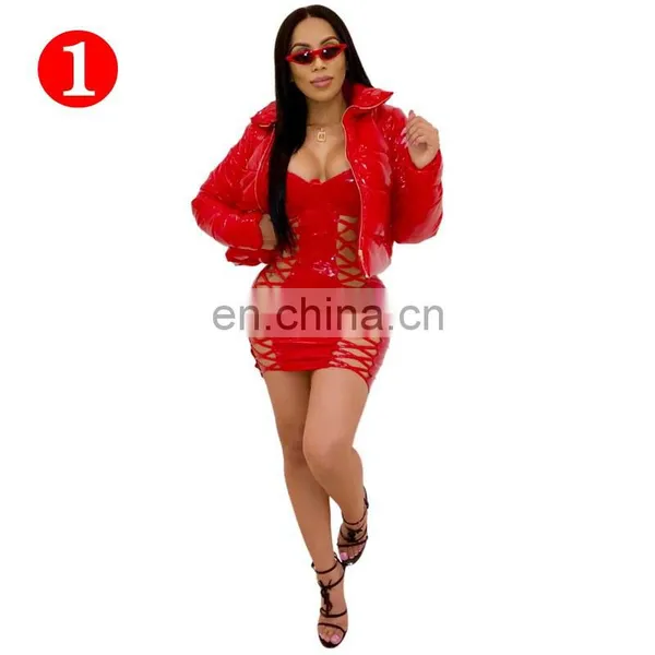 Bright Shiny Gold Winter Cropped Warm Parka Women Casual Fashion Clothes 2020 Long Sleeve Bubble Coat Puffer Jacket Outwears photo-3