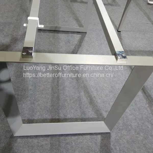 1 Person Modern Office Desk Furniture Melamine Wooden Top Light Gray Color Pentagon Leg photo-5
