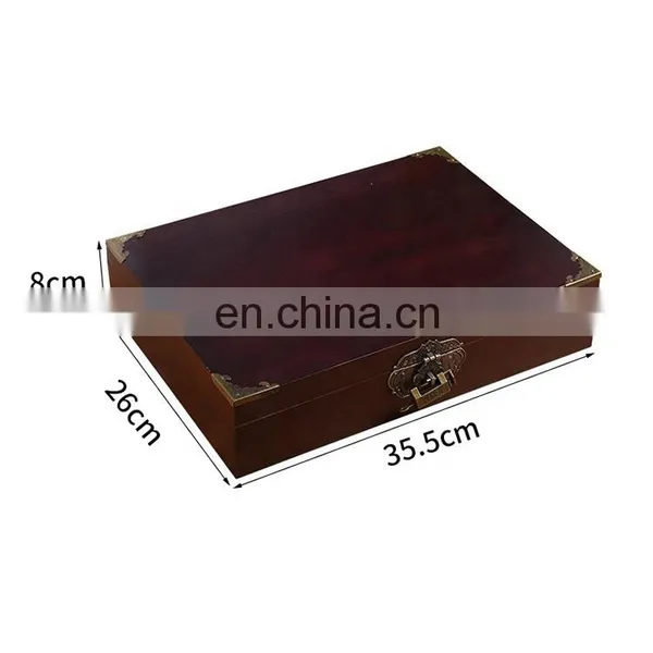Vintage Style Wooden Jewelry Gift Box With Lock and Key Home Decoration Wood Sundries Storage Boxes photo-3