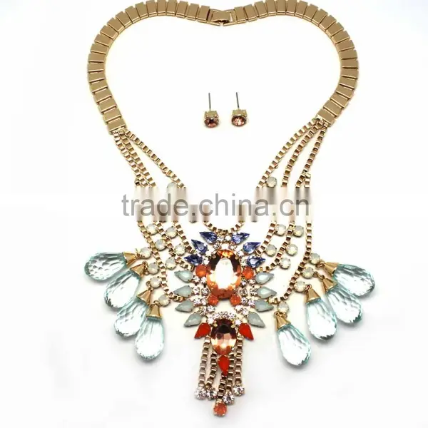 2015 Latest Cheap Alloy African Crystal Beads Jewelry Set, Crystal Jewelry Set Necklace and Earrings Jewelry Set photo-3