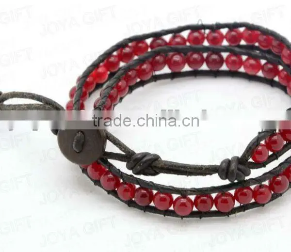 Friendship Wrap Bracelets With Red Agate 4mm Round Beads