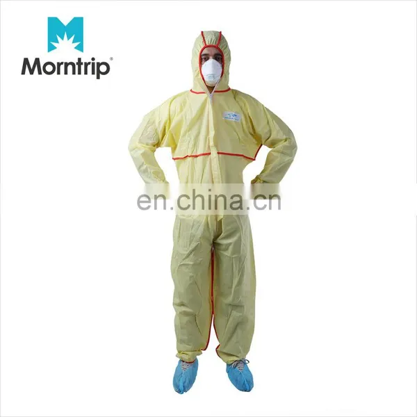 Manufacture Customized 3 Panel Hood Storm Flap With Adhesive Tape Non Woven SMS Microporous Coverall With Bound Seams photo-2