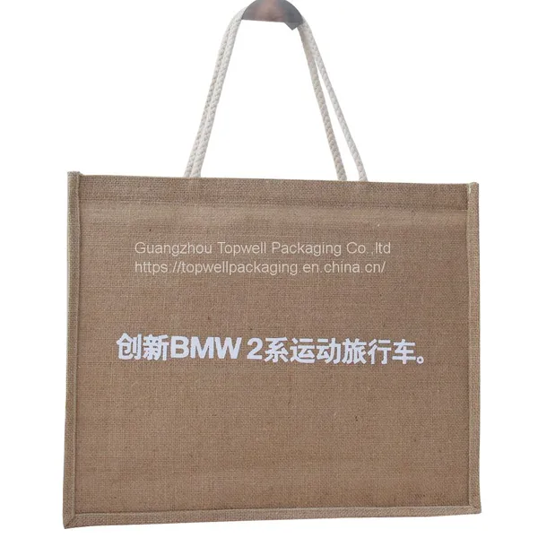 Wholesale Plain Hessian Shopper Bag Custom Printed Large Natural Eco Friendly Burlap Jute Shopping Tote Beach Bag With Logos photo-2