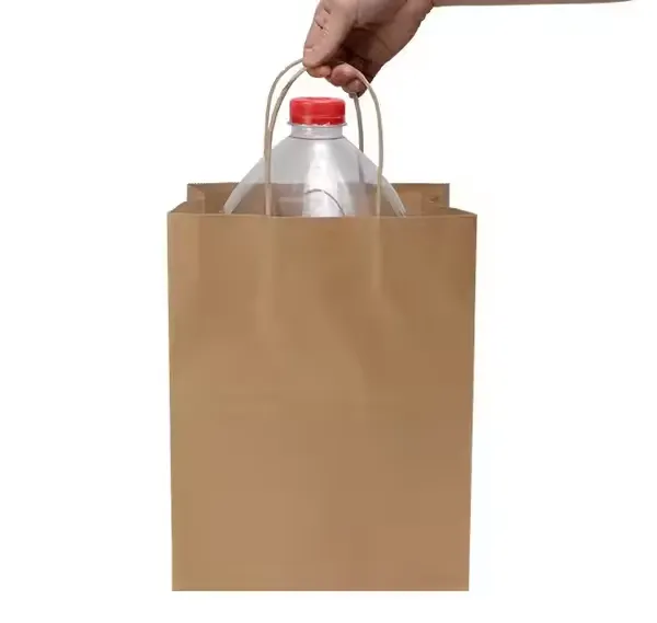 Heavy Duty Craft Vegetable Paperbags Brown Kraft Grocery Paper Bag for Supermarket photo-2